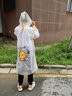牧萌儿童雨衣男童女童全身防水雨披幼儿园宝宝小学生斗篷式可爱雨具 黄色【小黄鸭雨衣】 2XL（建议135-155cm） 实拍图