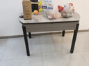 鲁菲特餐桌 实木岩板餐桌椅组合小户型可伸缩折叠现代简约餐厅吃饭桌子 4轨道黑灰框架雪山白岩板-皮椅款 1.35m  一桌六椅 实拍图