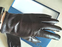 曼琪魅雅真皮手套男薄款女开车骑行短款触屏韩版简约时尚打孔透气羊皮手套 女款棕色【薄款】 M适合一般手掌女士 实拍图