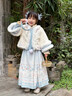 安妮优儿汉服女童秋冬季马面裙2025新款超仙古装儿童女孩唐装古风裙子冬款 蓝色 110 实拍图