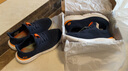 斯凯奇（Skechers）夏季男鞋新款轻便一脚蹬透气网面休闲运动跑步鞋百搭慢跑鞋 海军蓝色/橘色/210281-NVOR 41.5 实拍图