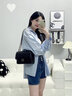 Cavion Koist CK轻奢包包女包新品单肩包女百搭女士包菱格链条包送女友520礼物 黑色钨钢穿皮链条大号  礼盒包装 实拍图
