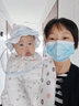 图涂丫婴儿帽子春夏季透气1岁宝宝防晒遮阳帽防飞沫防护帽0-2岁棉儿童帽 点点耳朵-水天兰+面罩 46码：帽围42-46cm，建议4-9个月 实拍图