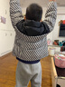 巴拉巴拉童装儿童羽绒服冬装男童女童宝宝加绒加厚外套亲子装时尚 白黑色调-防水防油-00319-番鸭绒 130cm 实拍图