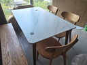 源氏木语 实木岩板餐桌北欧橡木家用吃饭桌子简约长方形餐台 原木色1.4米一桌4椅Y00S12 实拍图