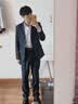罗蒙男士西服套装商务职业正装小西装结婚新郎上班春秋季修身外套 藏青（西服+裤子+衬衫） 2XL 实拍图
