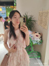 乐町山茶少女挂脖短裙24年夏季新款粉色晕染碎花连衣裙A版娃娃裙 红印花（现货） XS 实拍图