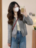 鹿依柠休闲裤女装套装2024秋冬新款韩版时尚百搭气质慵懒风显瘦阔腿裤子 灰色开衫+牛仔裤子 M 实拍图