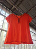 登森奥奥新款纯棉短袖t恤女夏装半袖女装V领显瘦短袖女T恤修身上衣 桔红色 L 建议95-110斤 实拍图