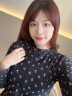 安与·洛施琪 韩版新款长袖防晒三角连体泳衣女显瘦浮潜保守温泉遮肚 黑色 L(  建议95-115斤 ) 实拍图