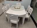 上林春天实木餐桌 可伸缩折叠实木餐桌椅组合餐桌餐椅圆形饭桌子餐厅家具 1.5米白色 一桌六椅 实拍图