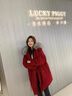 妍莉芬 派克服女2024年新款冬季加绒女装外套中长款厚棉袄棉衣韩版棉服 红色 M 建议118-135斤 实拍图
