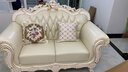 咕朵（GuDuo） 新古典沙发皮艺沙发法式沙发欧式沙发组合实木雕花欧式真皮沙发 象牙白框架浅香槟色 1+3+贵 实拍图