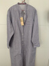 无印良品 MUJI 女式 印度棉双层纱织 立领连衣裙 海军蓝X条纹  M-L 实拍图