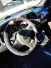 迪加伦 毛绒方向盘套 冬季保暖汽车用方向盘把套 车内装饰用品 通用 中号 黑色 实拍图