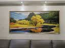 水竞（S.J.A）油画欧式客厅挂画沙发背景墙装饰画美式高档山水画发财树风景画 W85D雅金框 200*90 实拍图