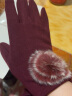 上海故事 学生女秋冬季骑车用加绒加棉加厚防寒可爱冬天触屏保暖手套 毛球暗红 实拍图