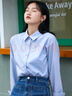 茵曼（INMAN）2025年春秋新款长袖薄荷曼波衬衫女宽松通勤显瘦职业衬衣气质上衣 普蓝色-18314484 M 实拍图