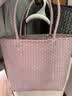 MUJI 手编包 环保材料 手提包菜篮子 编织包草编包 包包 女包 烟熏粉色 小 长24*宽10*高24cm 实拍图