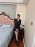 VIPAOGSD马丁靴女套筒不系带单靴女百搭切尔西靴显瘦瘦靴厚底增高英伦烟筒靴小短靴子秋冬加绒 黑色 35码 实拍图