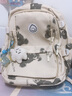 觅卡书包初中女日系高中生大容量背包韩版ins复古简约大学生双肩包男 黑白印花（加胖云朵） 大号 实拍图