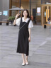 丹珠娜（DanZhuNa）连衣裙夏季2024年新款法式女装穿搭轻熟风小个子背带裙套装裙子女 白色上衣+黑色背带裙 M 晒单实拍图