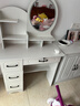 普派梳妆台卧室化妆台欧式轻奢梳妆柜收纳一体柜带妆镜LED灯椅子 【四抽白色】单桌+LED圆镜 实拍图