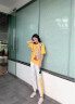古梵莎时尚运动休闲两件套女夏新款宽松大码网红洋气减龄显瘦短袖套装女 黄色T恤+白色裤子（套装） M 晒单实拍图