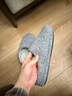 内泊乳胶棉拖鞋男冬季天女士羊毛毛防臭防滑静音保暖大码家居舒服软底 鲸灰 39-40 正码正拍 实拍图