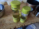 茶花水杯玻璃杯便携密封带盖防漏玻璃杯子办公室男女士运动过滤水杯 绿色1个 400ml 实拍图