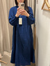 无印良品（MUJI）女式 棉 靛蓝染色 长袖连衣裙女装长裙子 春季纯棉连身裙BC2JVA4A 藏青色 S (155/80A) 实拍图