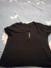 珞妮短袖t恤女2025夏季新款韩版显瘦女装竹节棉V领体恤衫百搭半袖上衣 黑色 纽扣 3XL 建议140-160斤 实拍图