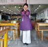 乱在江南新中式复古亚麻绣花棉服女中长款冬季新品夹棉保暖立领斜襟棉衣 紫色 M 实拍图