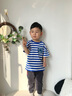 真维斯（Jeanswest）男童t恤短袖夏季新款儿童条纹海魂衫舒适夏装男孩夏天休闲上衣潮 蓝 J棒球运动 100 cm 实拍图