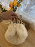 沐霓毛绒绒包包女春秋百搭2025新款小众设计链条斜挎包手提毛毛小圆包 兔叽毛毛包【 米白20*5*20】 实拍图