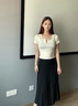 她享 半身裙女职场穿搭A字显瘦百褶裙通勤纯色OL薄款中长裙 T143B2003 实拍图