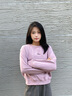 她享 圆领卫衣女春秋插肩袖短款上衣字母爱心刺绣减龄套头衫T143W1005 实拍图