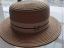 Fangchi 遮阳帽珍珠平顶草帽女优雅春夏出游防晒帽子女夏季时尚百搭平檐英伦礼帽 DYM-336百搭M标装饰卡其色 有可调节绳 实拍图
