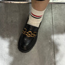 BEAUTODAY厚底乐福鞋女鞋子2025新款真皮黑色小皮鞋子女英伦风复古增高单鞋 经典黑【偏大半码】 37 实拍图