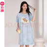 芬腾睡裙女士夏季薄款短袖纯棉大码可爱睡衣家居服全棉女款连衣裙 FX25290103灰兰 M 建议:90-110斤 实拍图
