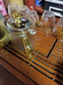 正扬玻璃茶具套装家用简约整套日式功夫茶具办公茶杯透明过滤泡茶壶小 10头（条纹壶）不锈钢—金色/条纹把杯 实拍图