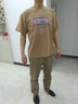 HOUQIYE重磅纯棉短袖男夏季潮牌百搭美式宽松短袖t恤男青少年半袖体恤衫 卡其色 L 【建议110-130斤优先发货】 实拍图