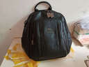 花迹（HUAJI）香菲新款双肩包女新款时尚真牛皮韩版大容量软皮百搭女士背包 黑色 实拍图