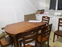 南之安 全实木餐桌椅组合6人圆形多功能伸缩简约现代中式家用吃饭桌跳台 海棠色 1.2m 一桌6椅(送转盘) 实拍图