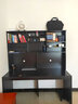 蓝木槿 电脑桌 台式家用书桌书柜组合办公桌写字台带书架学习桌 黑胡桃色(不含柜) 1.6m（左右3格书架） 实拍图