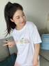 蝗裳一族白小T100%纯棉短袖t恤女2024新款夏季学生韩版宽松半袖上衣服 水蜜桃-白【100%优质纯棉】 M 【建议80-105斤】 实拍图