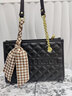 CLEVER & KETCH包包女包大容量托特包通勤大包女士单肩包菱格链条手提包生日礼物 黑色 实拍图