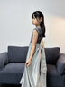 衣诺坊儿童礼服女童长裙演出服主持人表演舞蹈裙 灰色：缎摆长裙 140cm 实拍图