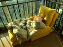 积木部落 懒人沙发实木阳台靠背椅子卧室休闲椅单人沙发客厅折叠躺椅 黄色沙发+脚踏 实拍图