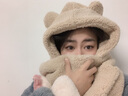 目丸 小熊耳朵帽子围巾一体女秋冬季连帽围巾百搭韩版可爱少女保暖学 【双层加厚】卡其色 实拍图